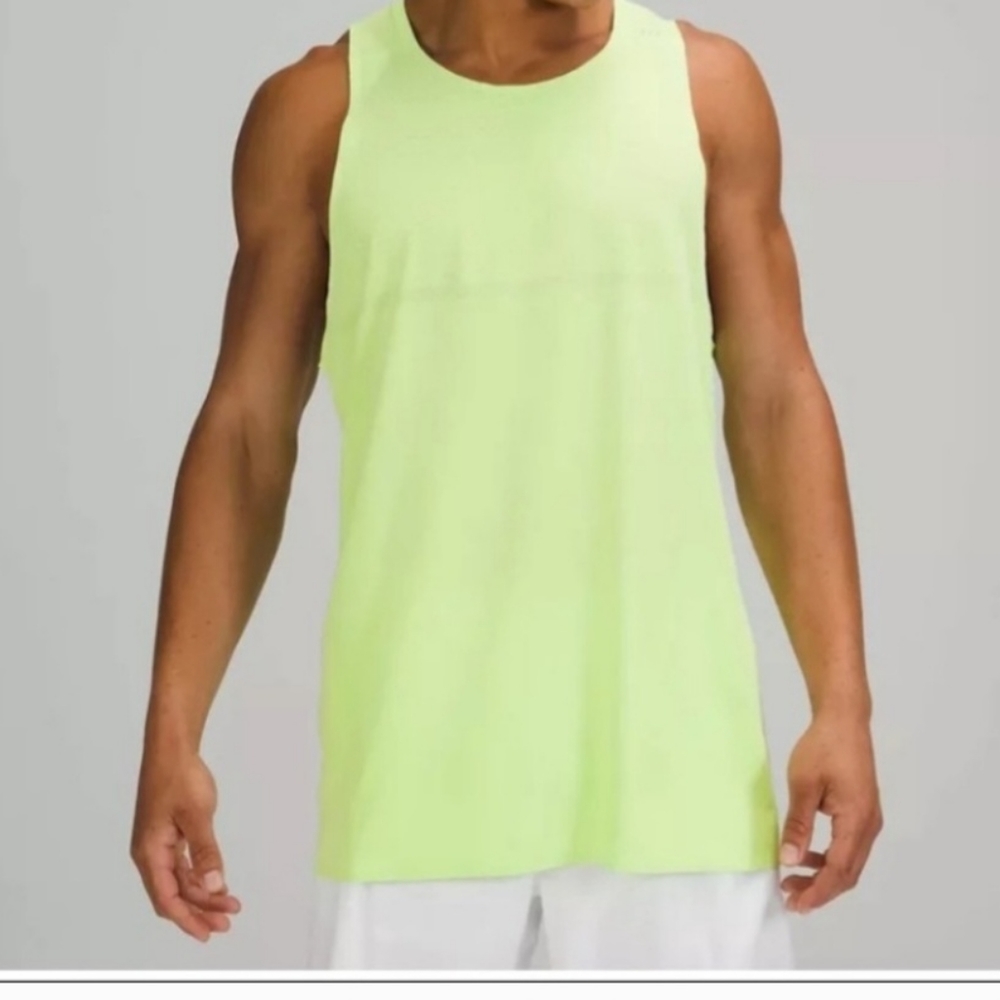 Lululemon Men’s Fast Free Sleeveless Tank Top L Large Neon Levi No Stink…